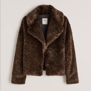 NWT Abercrombie & Fitch Faux Fur Leopard Coat